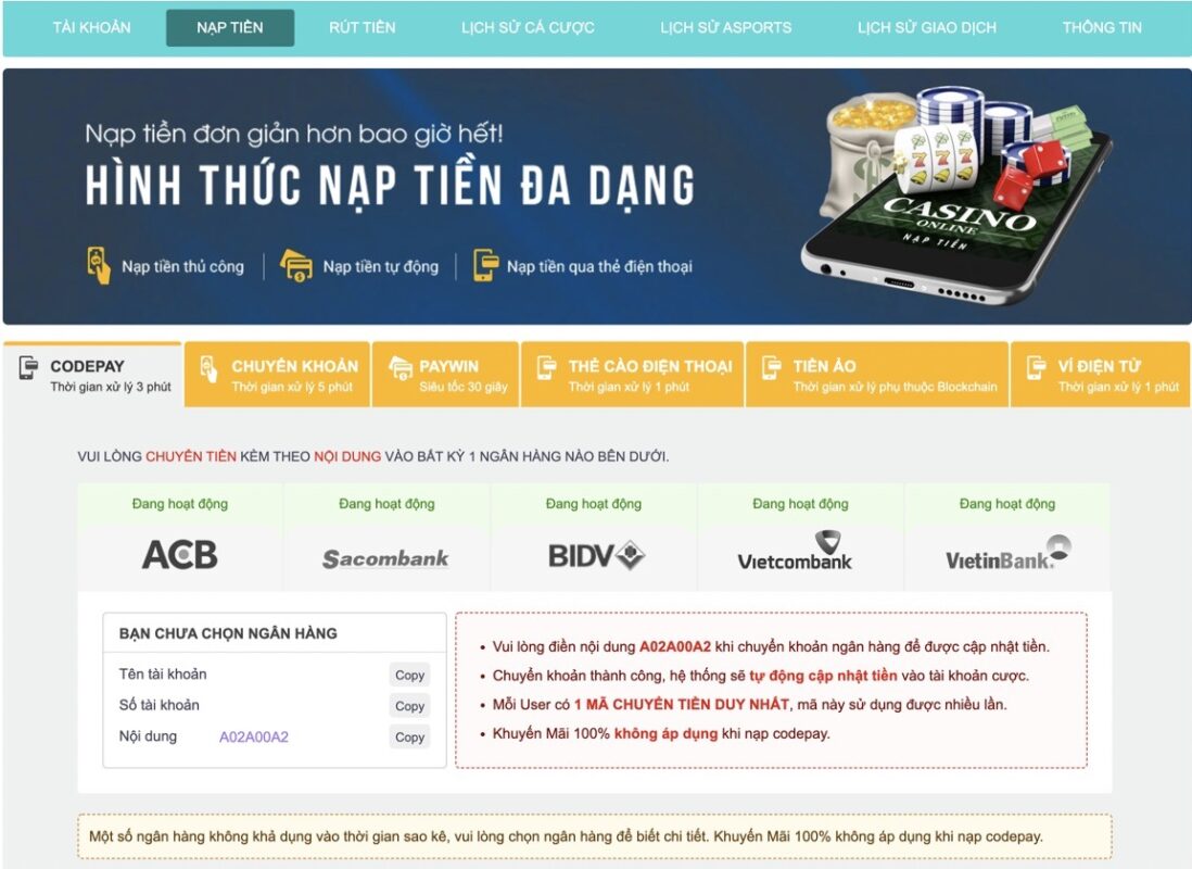 Các lựa chọn phần thưởng trên nền tảng 88Xeng - 88Xeng